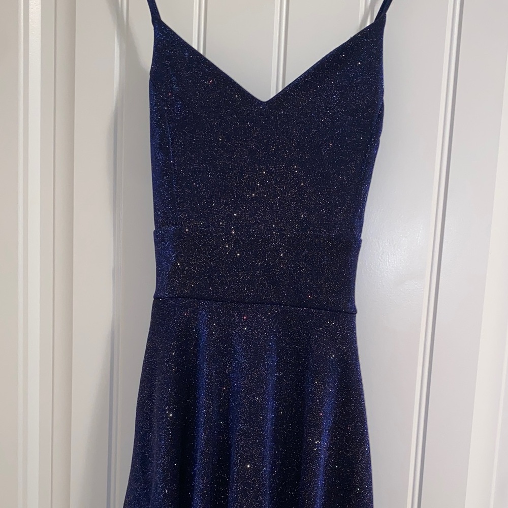 Elegant Navy Blue Glitter Dress